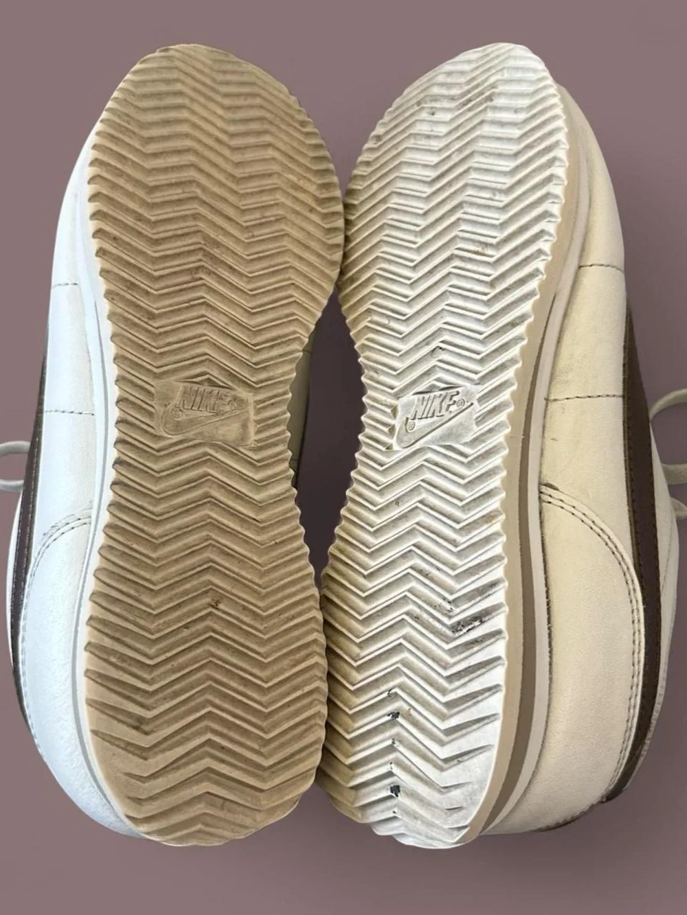 Nike Cortez White & Baroque Brown Leather Sneakers
